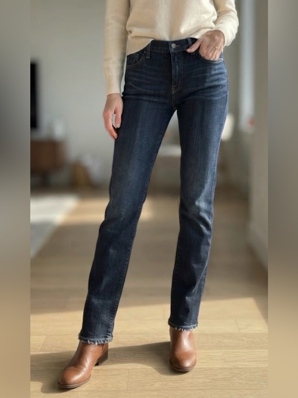 David Kahn Crete Mid-Rise Straight Leg Jeans Size 30 / L34 Dark Wash